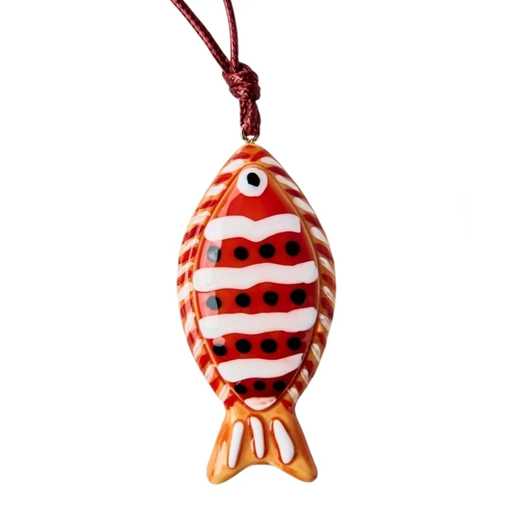 New! ZARA Fish Cord Necklace | Red & Orange Resin Pendant | NWOT